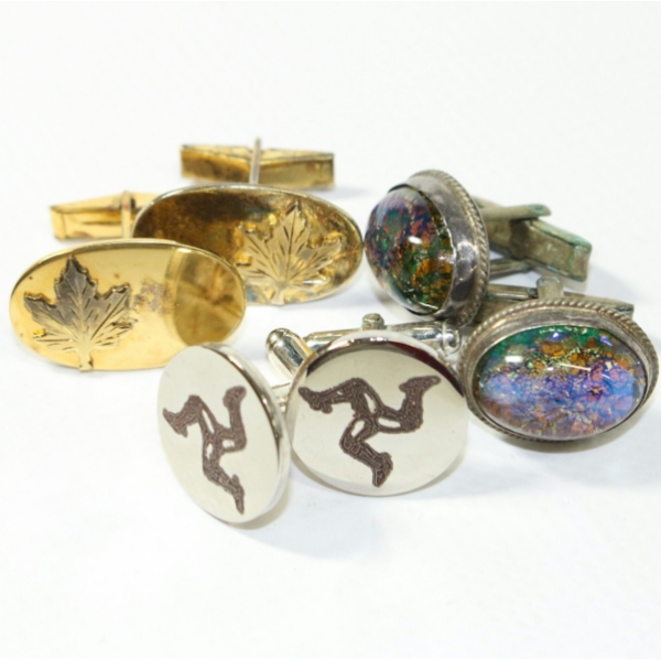 Lot of Men's Sterling Silver Cuff Links. 3 Sets. 