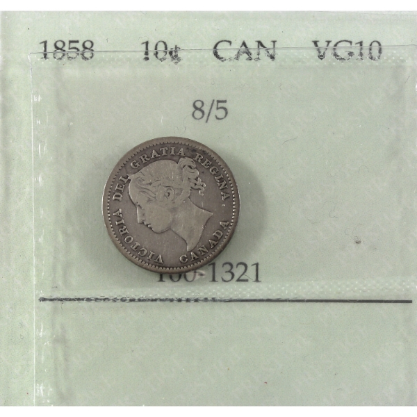 10-cent 1858 8/5 Prestige Certified VG10