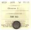 Image 1 : Newfoundland 5-cent 1870 Obverse 1 ICCS VG10