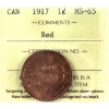 Image 1 : 1-cent 1917 ICCS MS65 Red