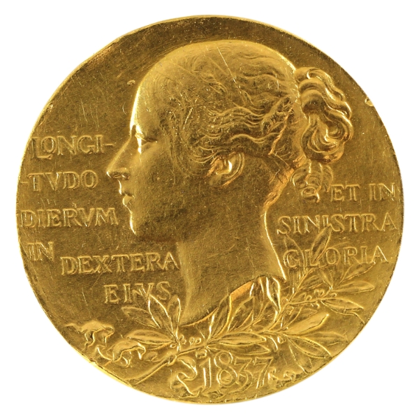 1837-1897 Queen Victoria Diamond Jubilee Official Gold Medal 26mm 12.79g Eimer# 1817a