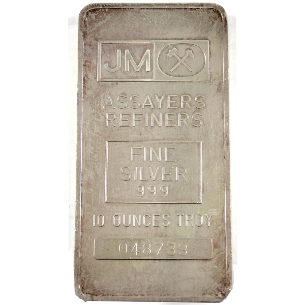 10oz Johnson Matthey .999 Fine Silver Bar (Tax Exempt)