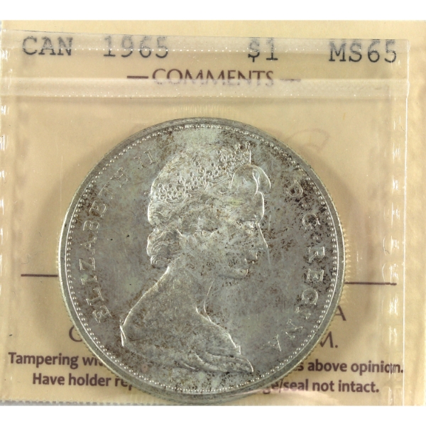 Silver $1 1965 SB P5 (Type 1) ICCS MS65