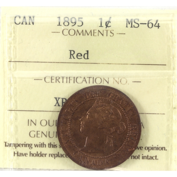 1-cent 1895 ICCS MS64 Red 