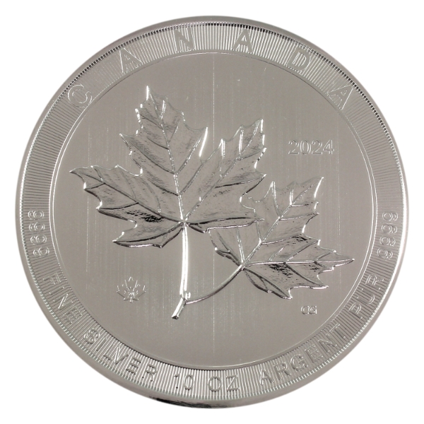 10oz 2024 $50 Magnificent Maple Leaves .9999 Fine Silver Round (Tax Exempt)