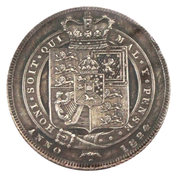 Great Britain Silver 1824 Shilling UNC (Cleaned)