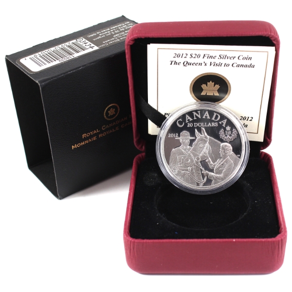 2012 $20 The Queen's Visit to Canada 1oz .9999 Fine Silver Coin (Tax Exempt)