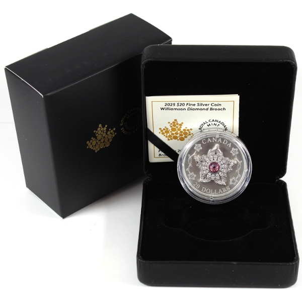 2025 $20 Williamson Diamond Brooch .9999 Fine Silver Coin