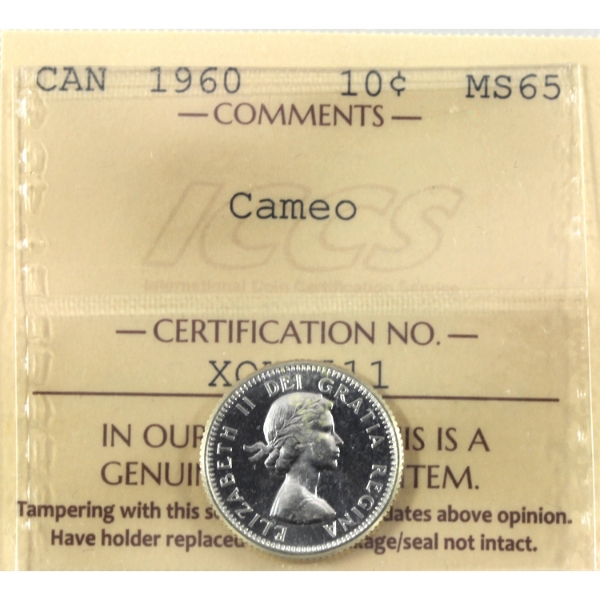 10-cent 1960 ICCS MS65 Cameo