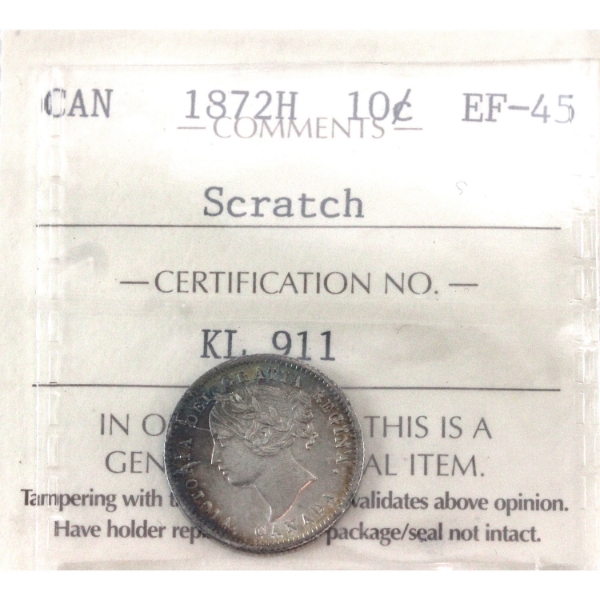 10-cent 1872H ICCS EF45 