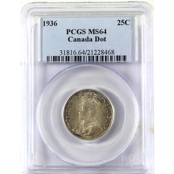 25-cent 1936 Dot PCGS MS64
