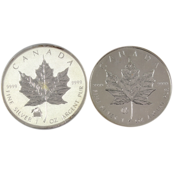 2x 1oz 2012 & 2013 $5 SML .9999 Fine Silver Coins w/ Privy Marks. 2pcs. (Tax Exempt)
