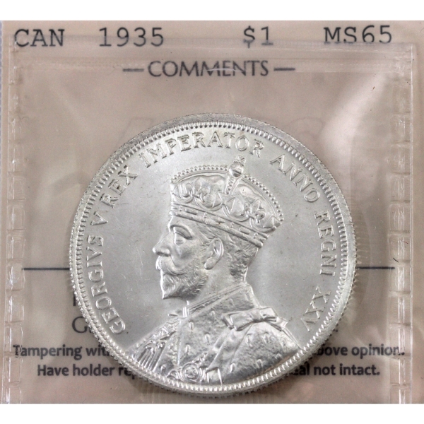 Silver $1 1935 ICCS MS65