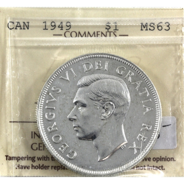Silver $1 1949 ICCS MS63