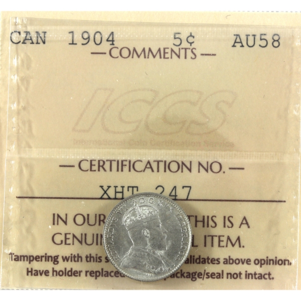 5-cent 1904 ICCS AU58