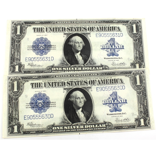 USA 1923 $1 Silver Dollar Consecutive Speelman-White SN: E90555630D-"31D. 2pcs.
