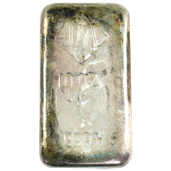 10oz Johnson Matthey Vintage 10oz .999+ Silver Bar, SN Absent as Issued (Tax Exempt)