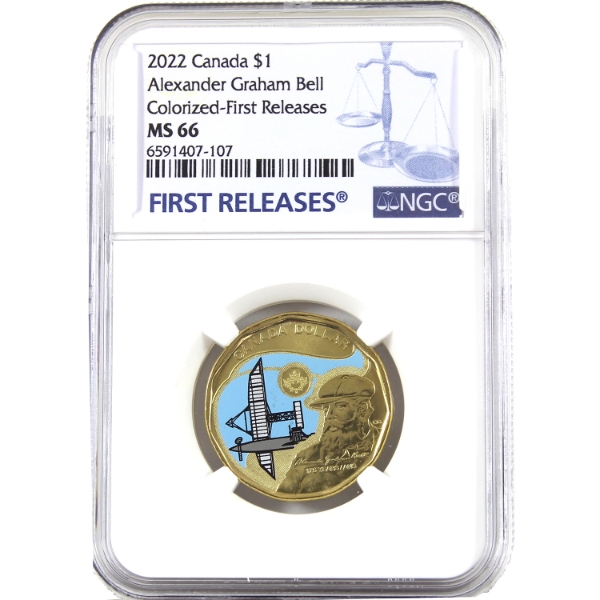 Loon $1 2022 Alexander Graham Bell Colourized First Releases NGC MS66