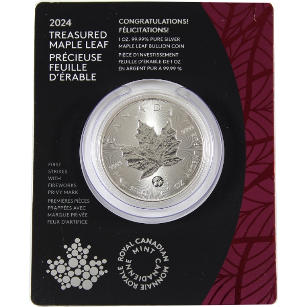 1oz 2024 $5 Congratulations Fireworks Privy Treasured SML First Strikes .9999 Fine Silver Coin 