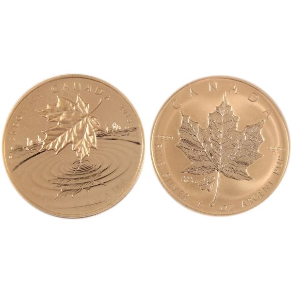 2x 2015; $5 SML ANA Chicago State Flower- The Violet Privy & $20 Maple Leaf Reflection. 2pcs 
