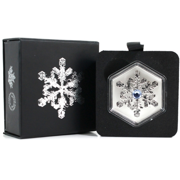 2024 $20 Snowflake 1oz .9999 Fine Silver w/ Light Blue Crystal
