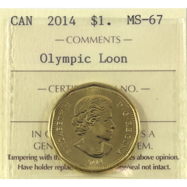 Loon $1 2014 Olympic Loon ICCS MS67