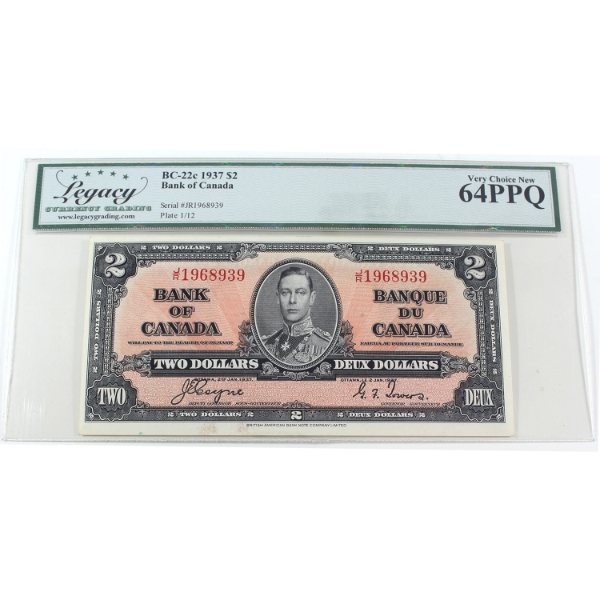 BC-22c 1937 $2 Legacy CUNC64 PPQ Coyne-Towers SN: J/R1968939