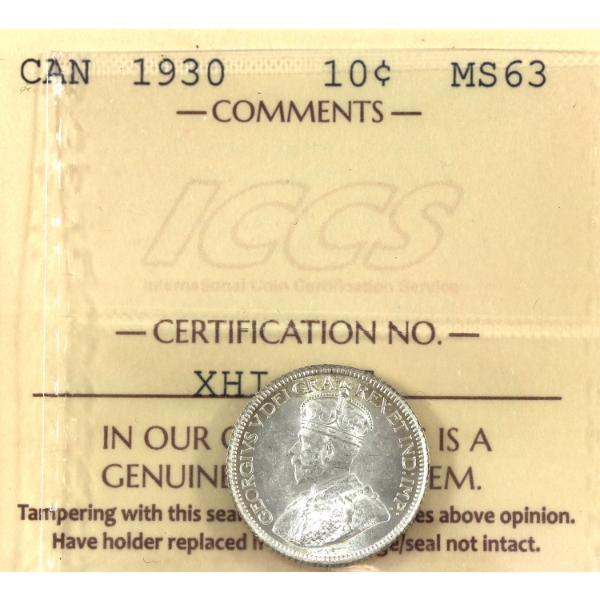 10-cent 1930 ICCS MS63