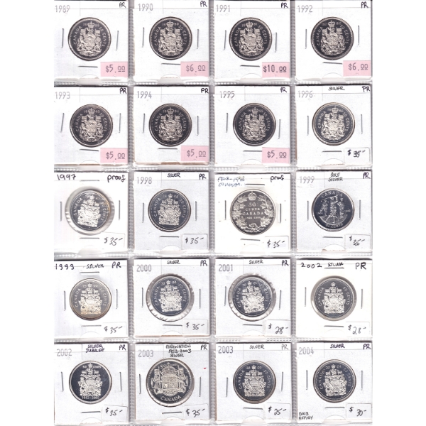 50-cent 1989-2023 Bulk Collection in 20-Pocket Sheets PR. 40pcs.