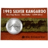 Image 1 : Australia 1993 $1 1oz .999 Fine Silver Kangaroo in Royal Australian Mint Display Card (Tax Exempt)