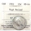 Image 1 : 25-cent 1951 High Relief ICCS MS64