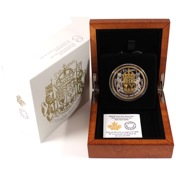 2018 50-cent 75th Anniversary of the 1943 Half Dollar .9999 Fine Silver Coin (Tax Exempt)
