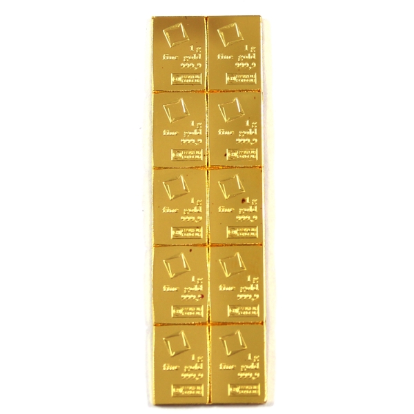 10x 1g Valcambi Suisse .9999 Fine Gold Bars. 10pcs (Tax Exempt)