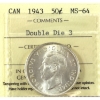 Image 1 : 50-cent 1943 Double Die 3 ICCS MS64