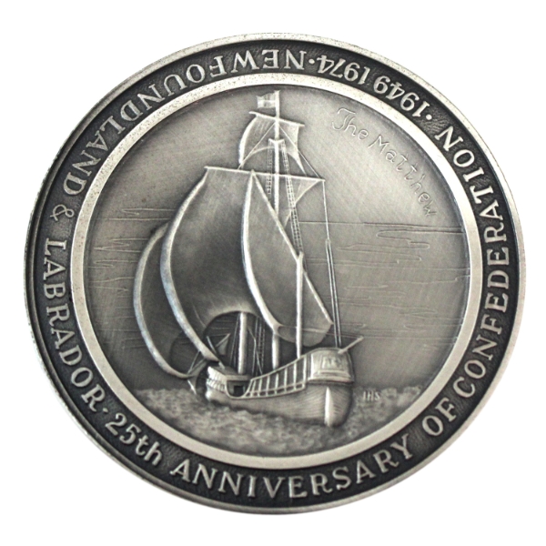 Newfoundland 1949-1974 25th Anniv. of Confederation 2oz .999 Fine Silver Medal (Tax Exempt)