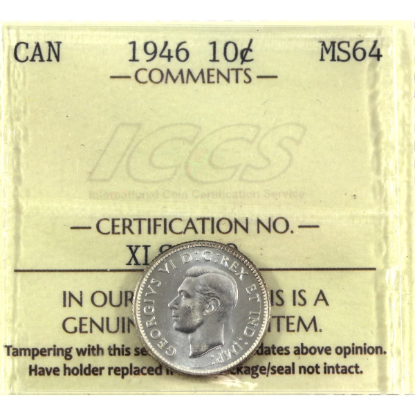 10-cent 1946 ICCS MS64