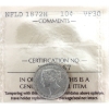 Image 1 : Newfoundland 10-cent 1872H ICCS VF30