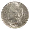 Image 2 : USA 1865 Nickel Three Cents BU