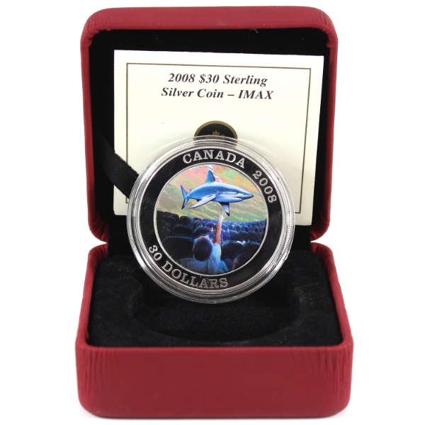 2008 $30 Canadian Achievements - IMAX Sterling Silver Coin w/ Selective Colour & Holographic Detail