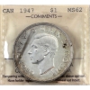 Image 2 : Silver $1 1947 Blunt 7 ICCS MS62