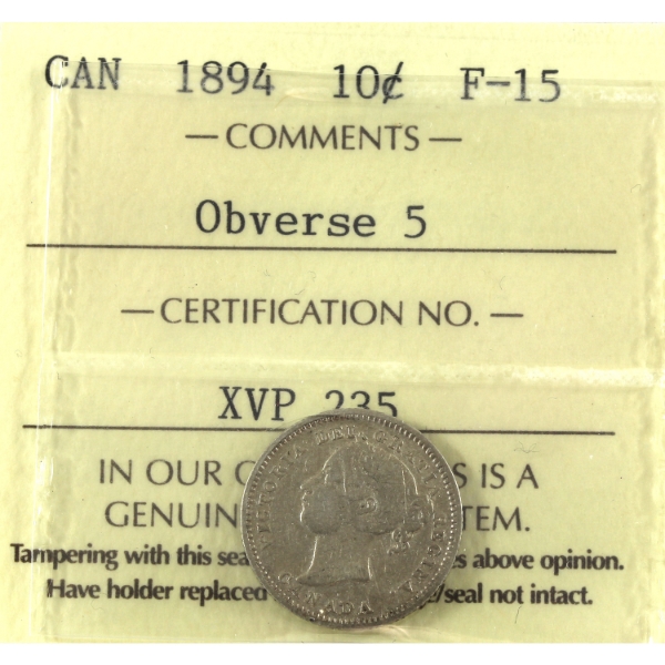 10-cent 1894 Obverse 5 ICCS F15