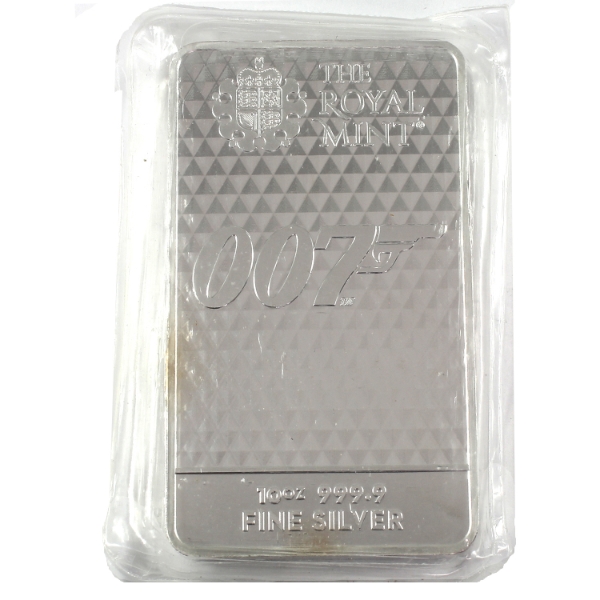 10oz Great Britain 2022 007 Diamonds are Forever .9999 Fine Silver Bar (Tax Exempt)