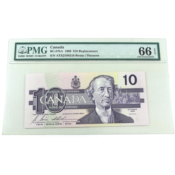 BC-57bA 1989 $10 ATX Replacement PMG GEM UNC66 EPQ Bonin-Thiessen SN: ATX2188218