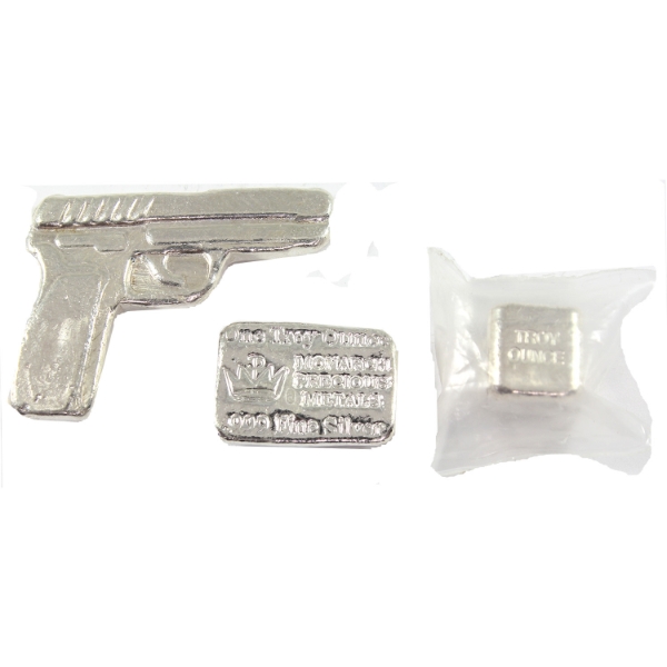 4oz Lot Total! MPM & Yeagers Poured Silver .999 Fine Shaped Silver. 3pcs. (Tax Exempt)