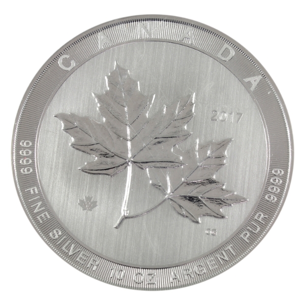 10oz 2017 $50 Magnificent Maple Leaves .9999 Fine Silver Round (Tax Exempt)