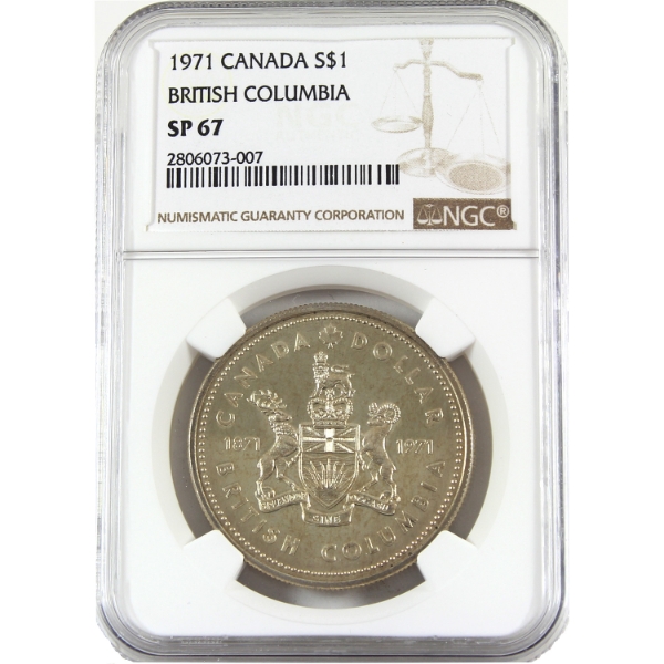 Silver $1 1971 British Columbia NGC SP67