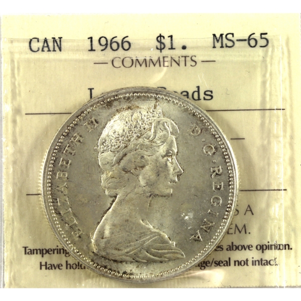 Silver $1 1966 Large Beads ICCS MS65