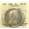 Image 1 : Silver $1 1966 Large Beads ICCS MS65