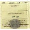 Image 1 : 10-cent 1871H ICCS VF30