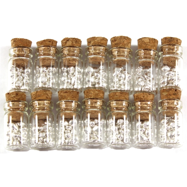 Approx. 30g Lot Total! 14x Small Jars of 100.00 Fine Silver Nuggets. 14pcs.
